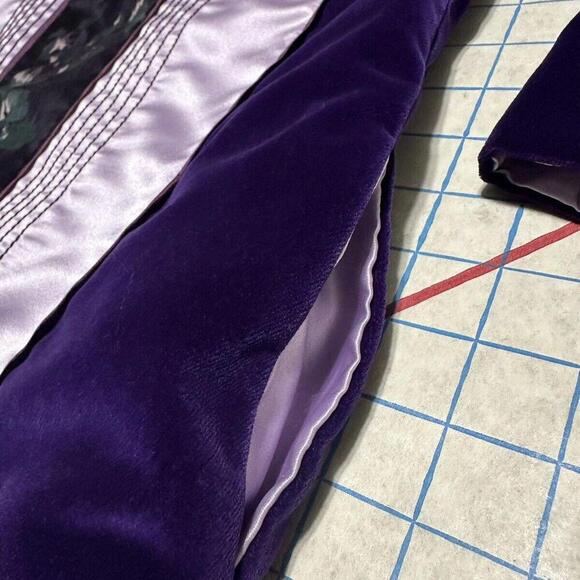 Handmade Purple Satin Floral Open Boho Jacket Opus 1 100% Cotton Hippie One Size - Picture 12 of 15